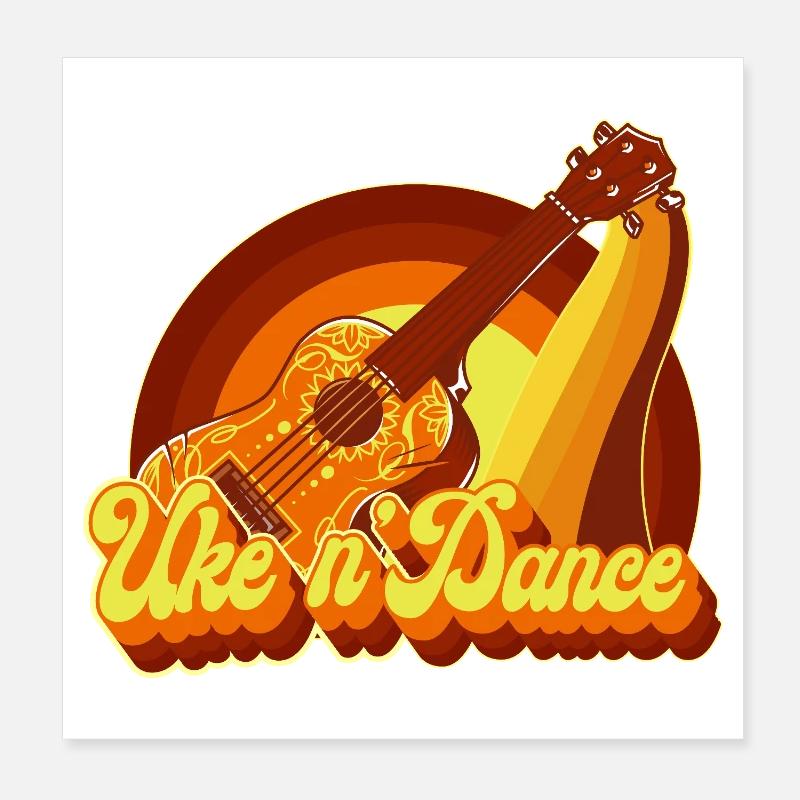Ukulélé hawaïen ukulélé Retro 70s Poster 20 x 20 cm