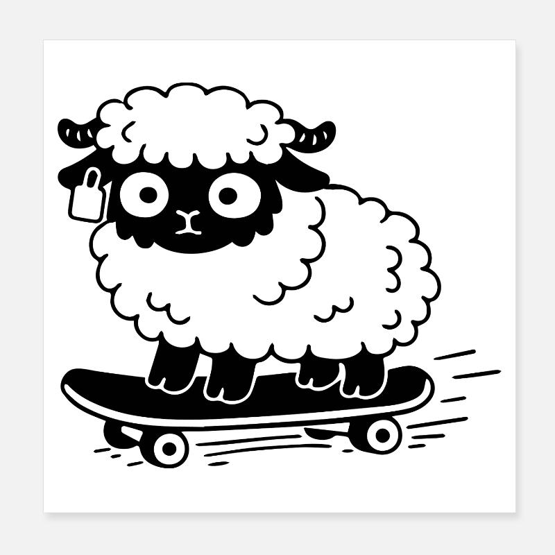 Sheep Skate Poster 20x20 cm