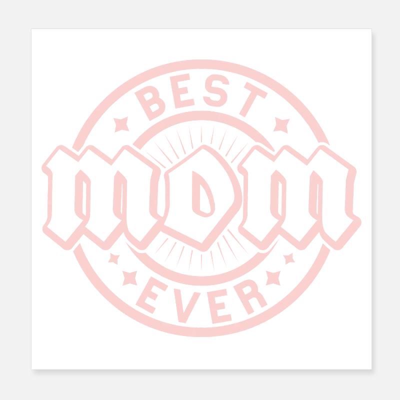 Pink Love Best Ever badge Poster 8" x 8" (20x20 cm)