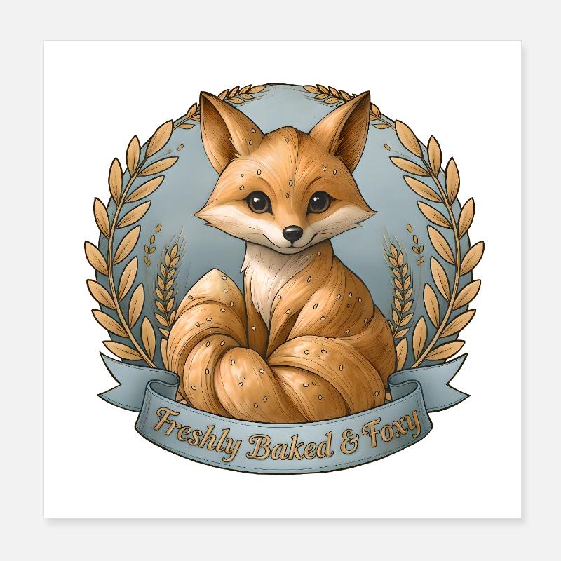 Freshly Baked & Foxy – Fox Illustration Poster 8" x 8" (20x20 cm)