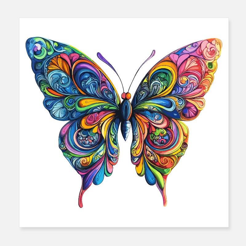 Bunter Farbenschmetterling Poster 20x20 cm