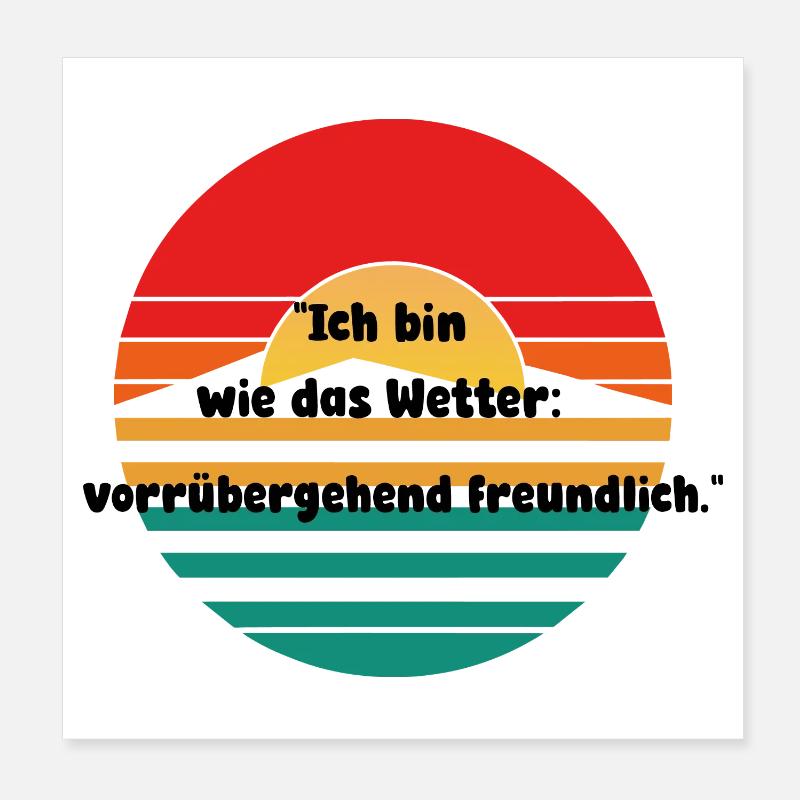 Motif rétro du coucher de soleil Poster 20 x 20 cm