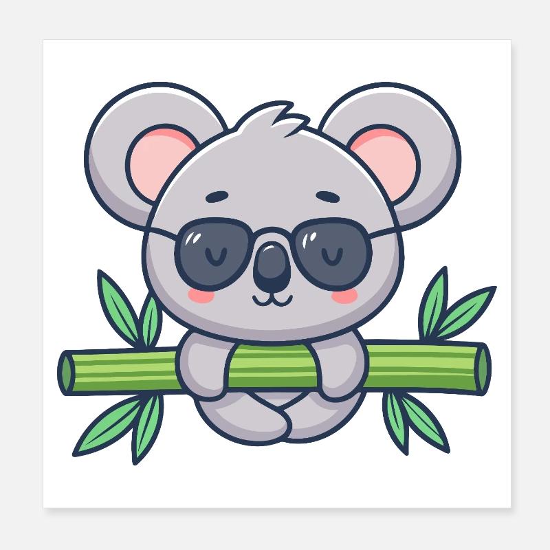 Koala on Solar Bamboo Poster 8" x 8" (20x20 cm)