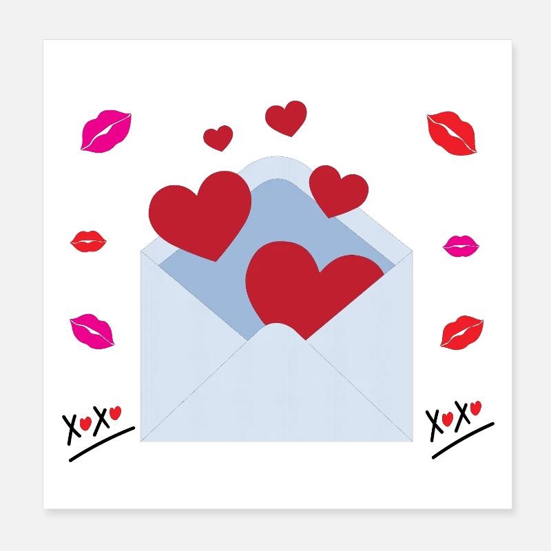 Message d’amour et de câlins de Saint-Valentin dans une enveloppe Poster 20 x 20 cm