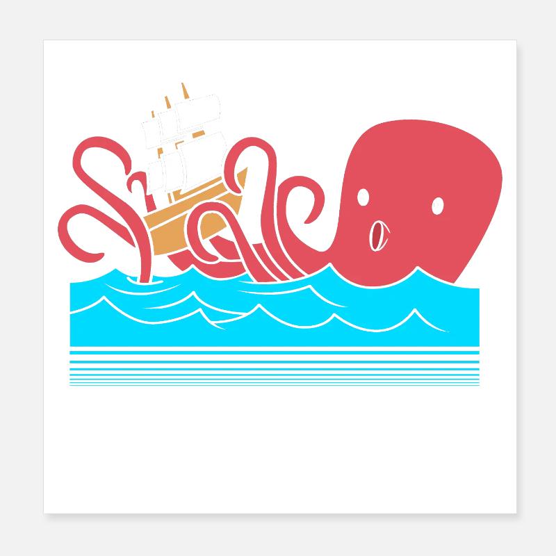 Octopus Octopus Octopus Octopus Squid Poster 8" x 8" (20x20 cm)
