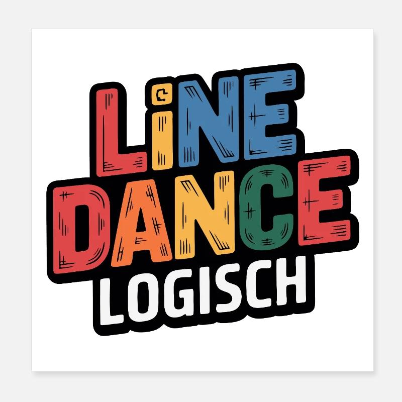 LineDance Logisch Farbig Poster 20x20 cm