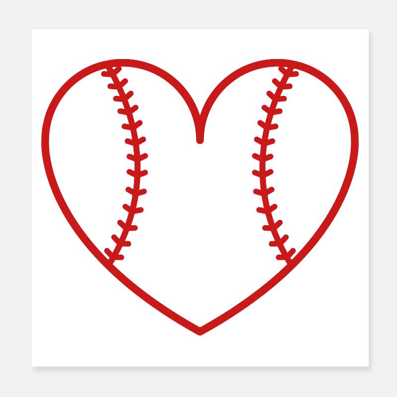 Baseball softball heart Poster 8" x 8" (20x20 cm)
