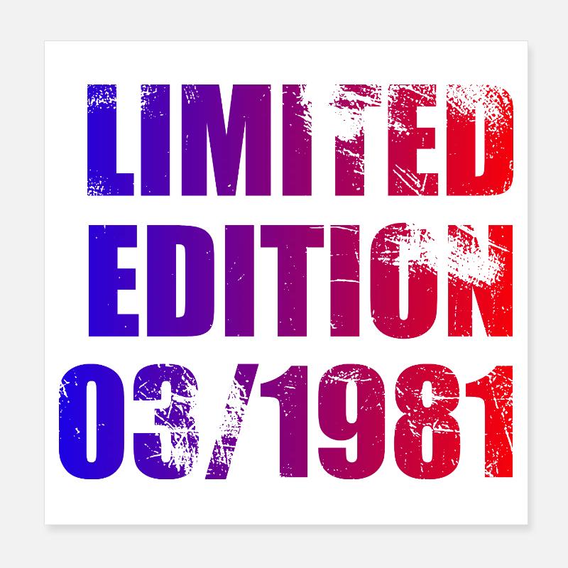 45th Birthday Limited Edition 03/1981 Poster 8" x 8" (20x20 cm)