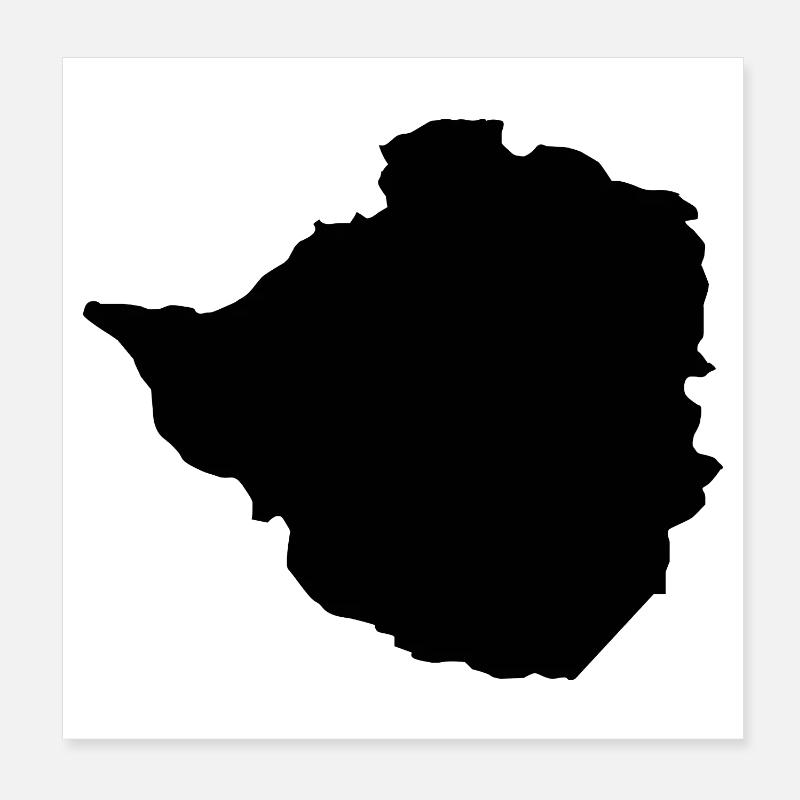 Carte du Zimbabwe Poster 20 x 20 cm