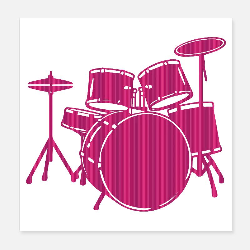 Pink Drum Set Music Lover Graphic Poster 20x20 cm