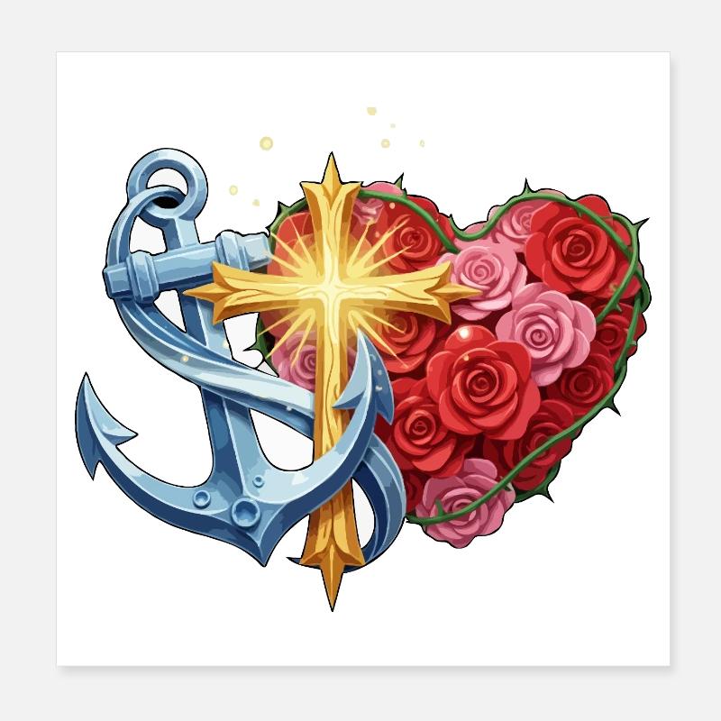 Hoffnung, Glaube und Liebe Poster 20x20 cm