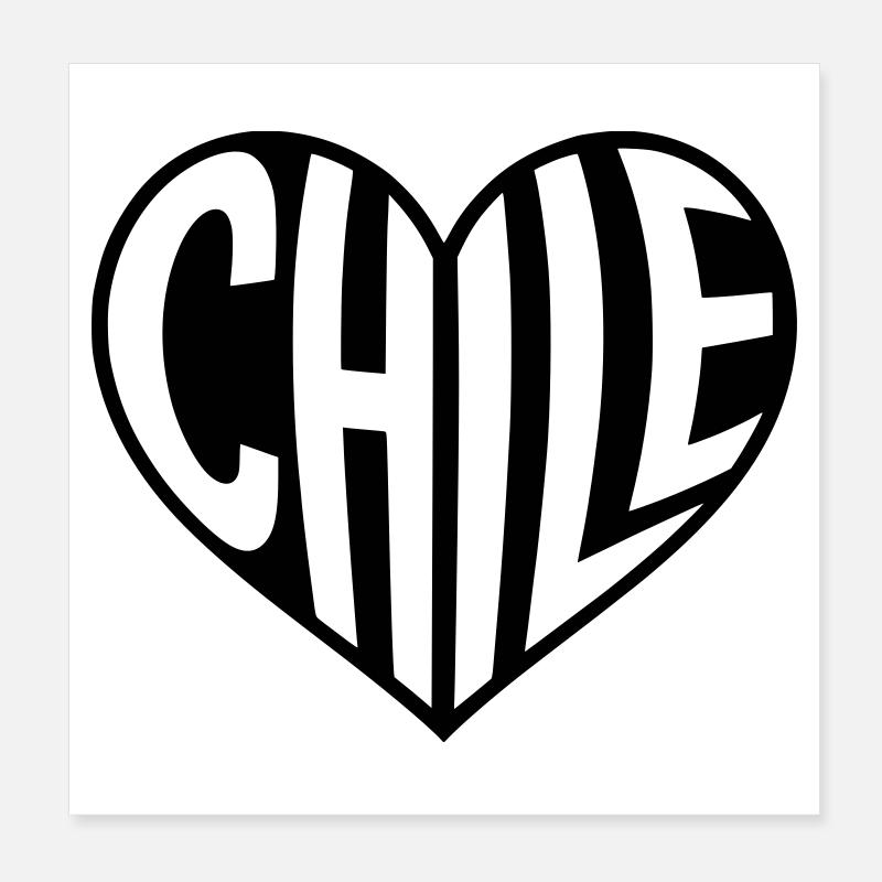 Chile Heart Typography Poster 8" x 8" (20x20 cm)