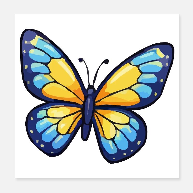 Papillon Bleu-Jaune Poster 20 x 20 cm