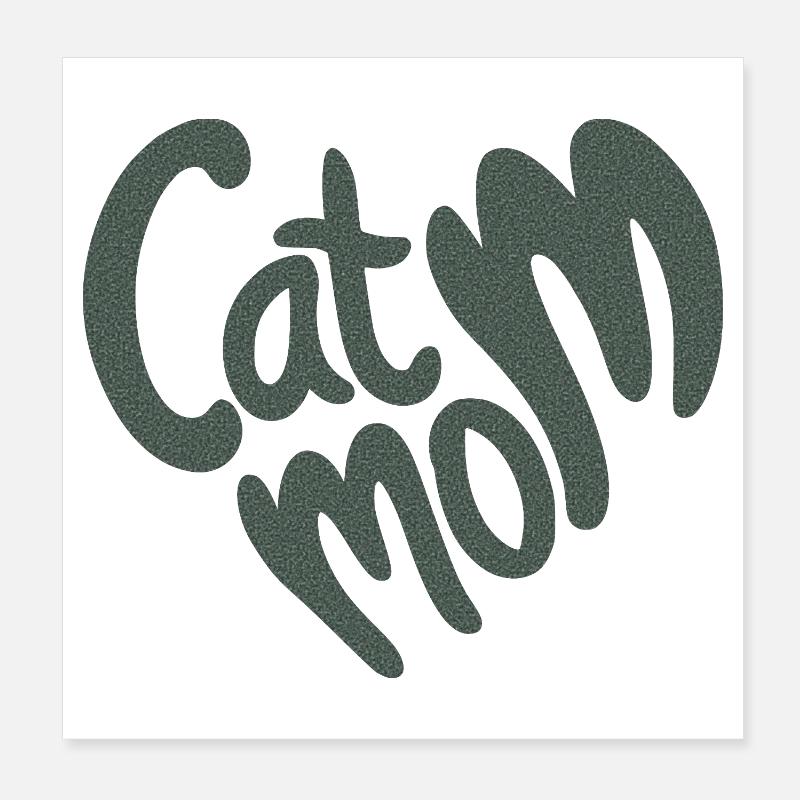 Lettrage en forme de cœur de maman chatte avec texture granuleuse Poster 20 x 20 cm