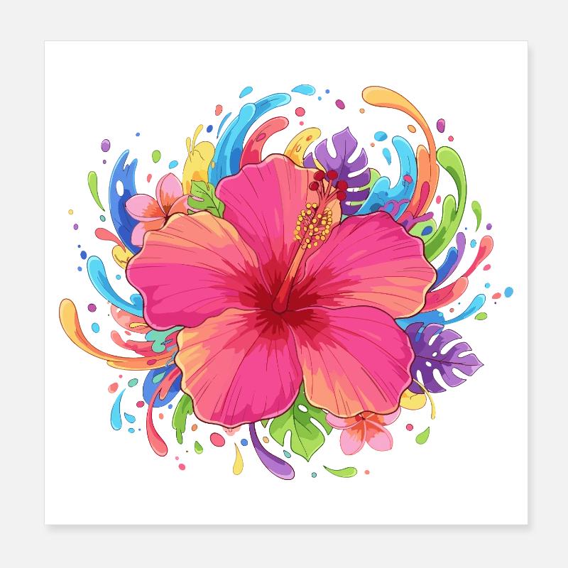 Hibiskusblüte Farbexplosion Poster 20x20 cm