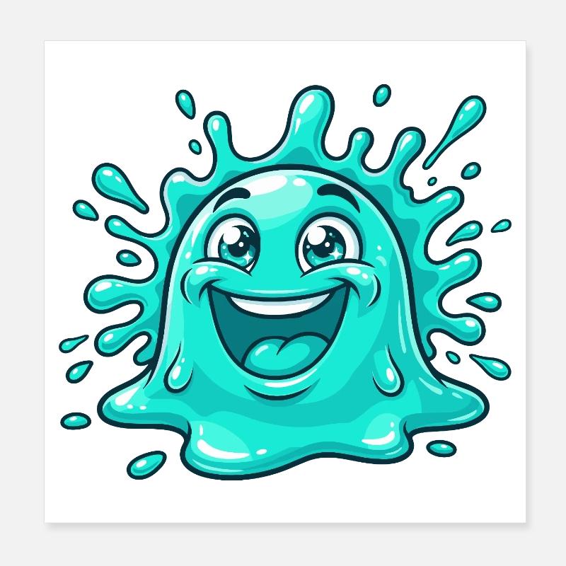 Dessin animé joyeux avec des éclaboussures d’eau Poster 20 x 20 cm