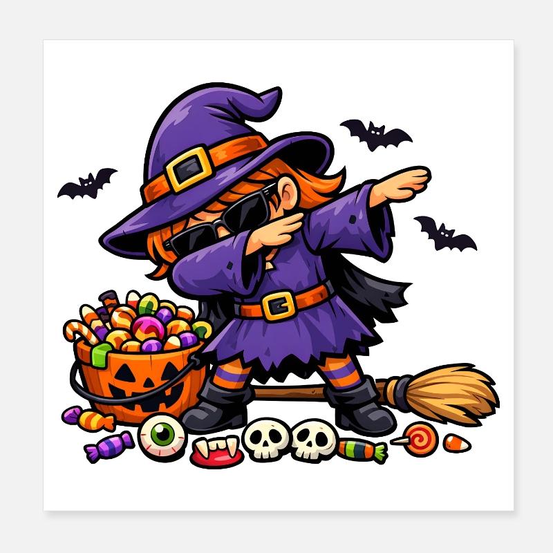 Dabbing Witch Kinder Mädchen Kleinkinder Lustiges  Poster 20x20 cm