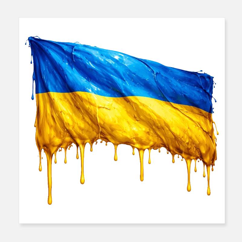 Drapeau ukrainien dégoulinant Poster 20 x 20 cm