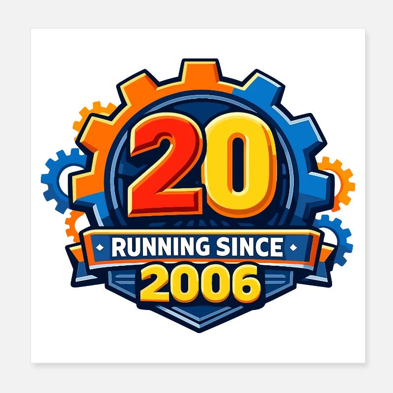 20 years of running since 2006 Gear Poster 8" x 8" (20x20 cm)