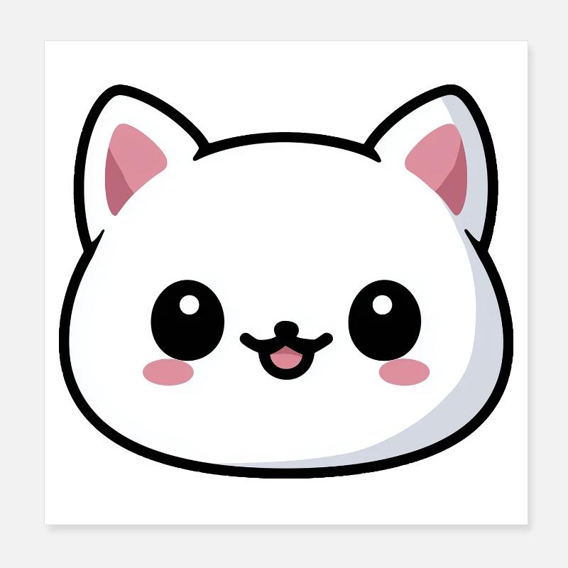 Tête de chat kawaii style mignon Poster 20 x 20 cm