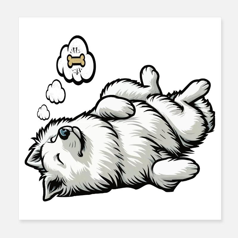 White Shepherd Shepherd Shepherd Dogs Poster 8" x 8" (20x20 cm)