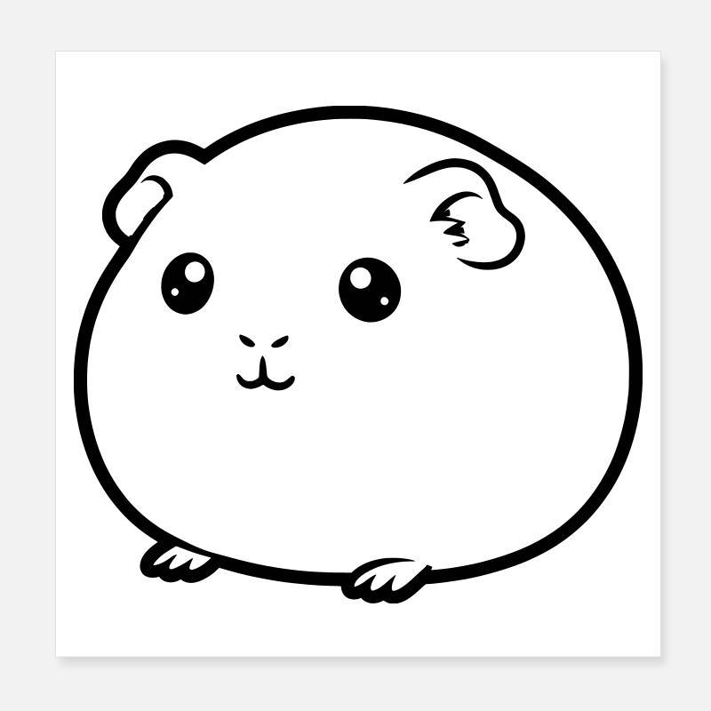 Dickes Meerschweinchen Comic Kontur Poster 20x20 cm
