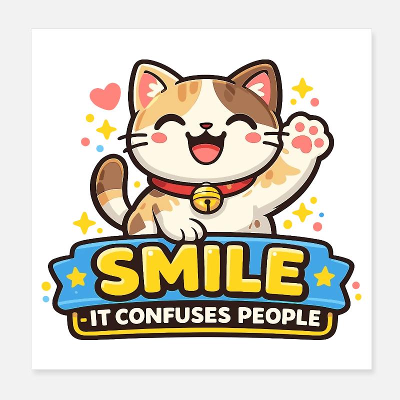 Lächelnde Katze Verwirrt Menschen Poster 20x20 cm