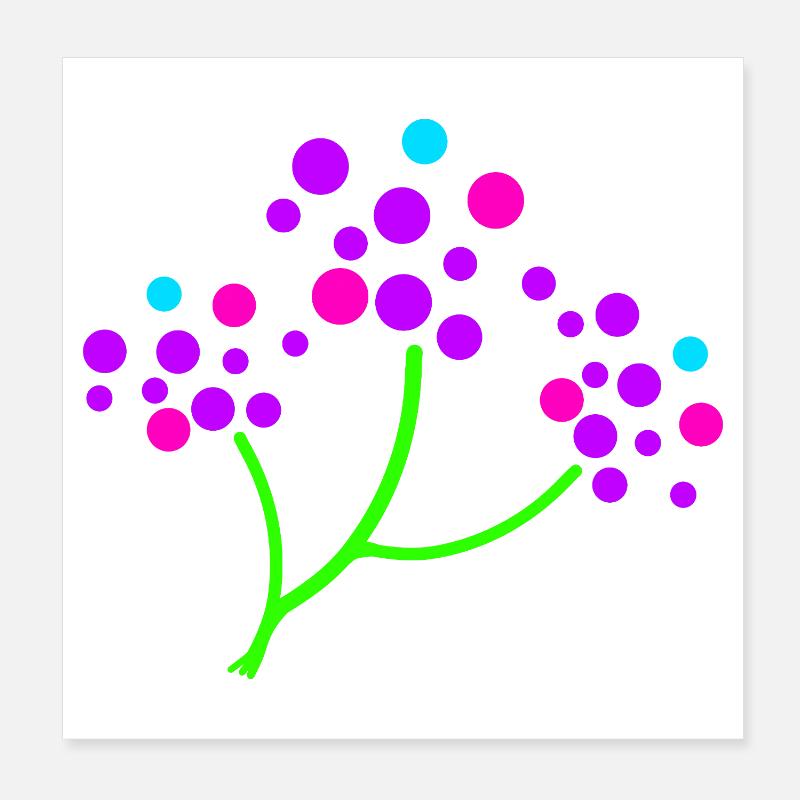 Branche de fleurs néon Branches lumineuses Poster 20 x 20 cm