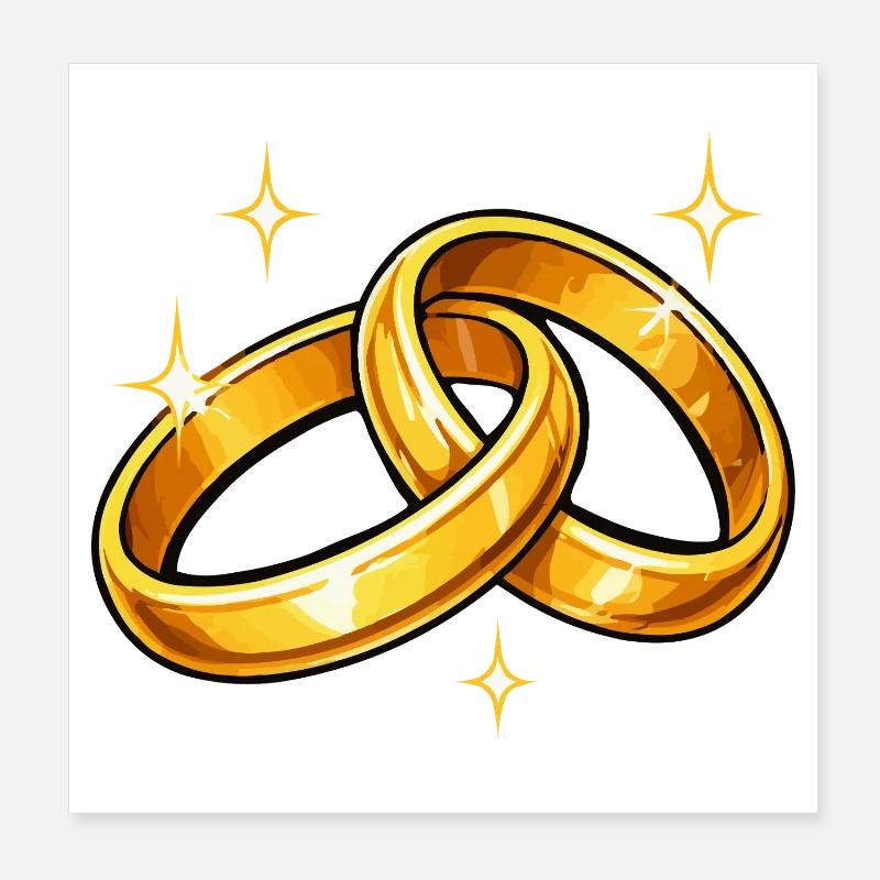 Bagues de mariage Bagues en or Poster 20 x 20 cm