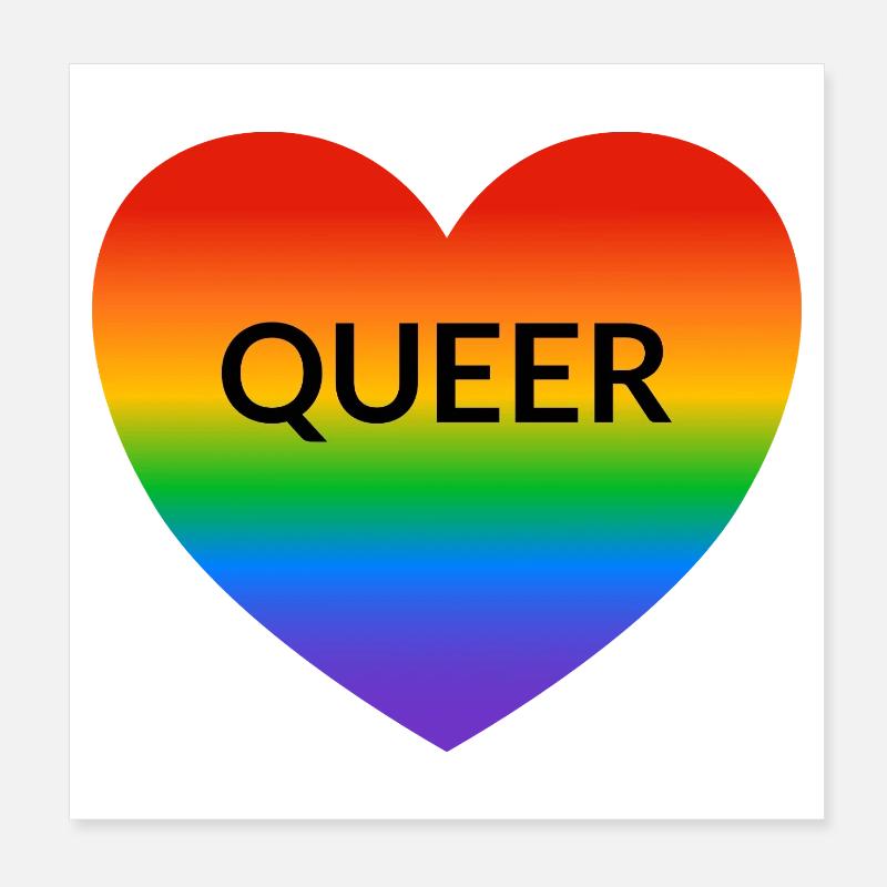 Pride QUEER rainbow heart Poster 8" x 8" (20x20 cm)