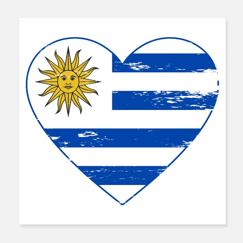 Uruguay_Flagge_Herz_used Poster 20 x 20 cm