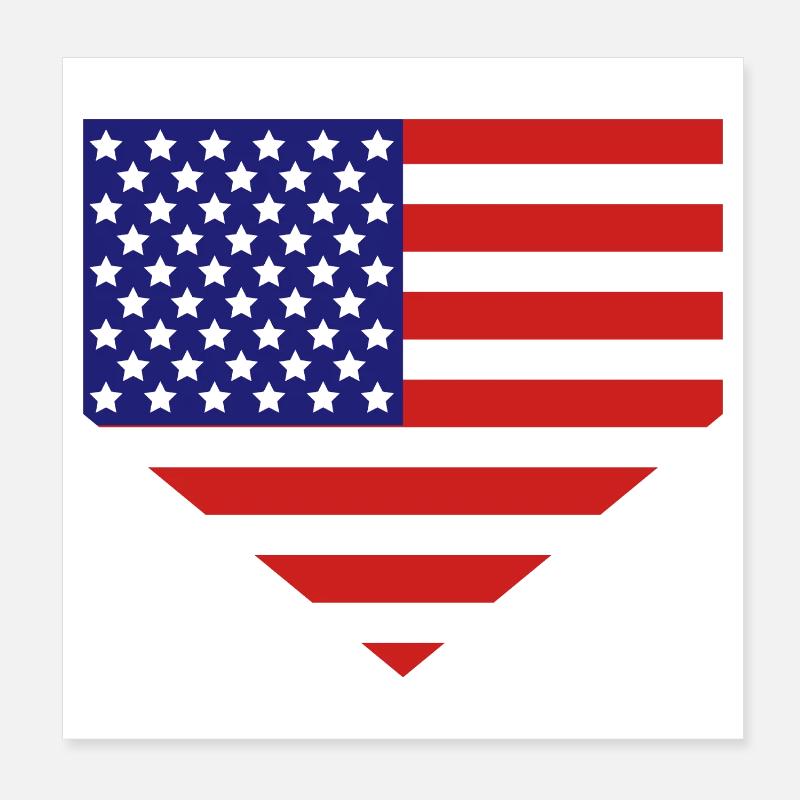 Drapeau américain au marbre Poster 20 x 20 cm