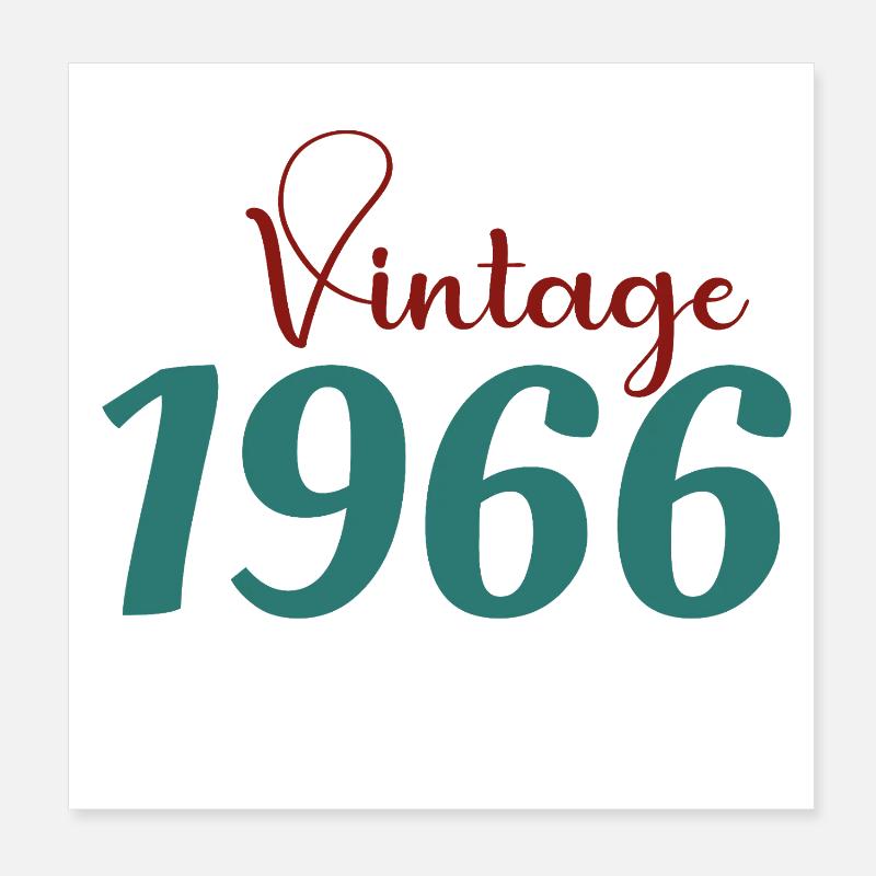 Tee 60 Ans Rétro 70s Né(e) 1966 Poster 20 x 20 cm