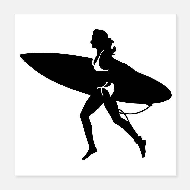 Surfing girl Poster 20x20 cm