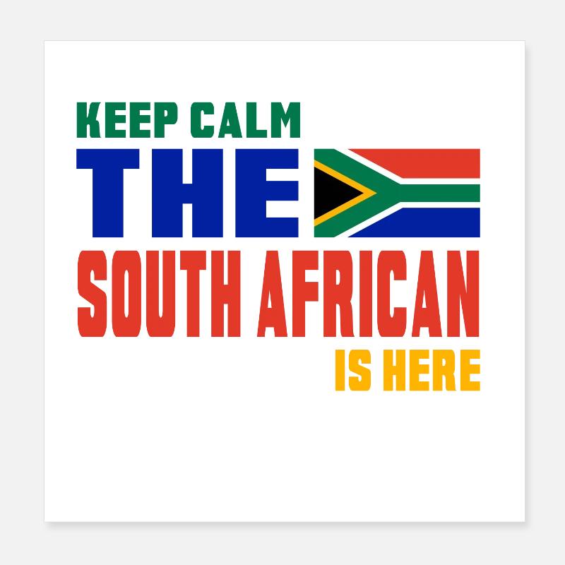 Keep Calm Südafrika / Geschenk Nationalfarben - Poster 20x20 cm - Weiß