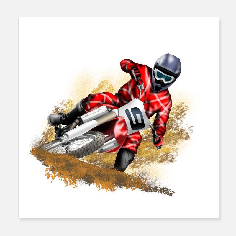 Motocross - Poster 20x20 cm - Weiß