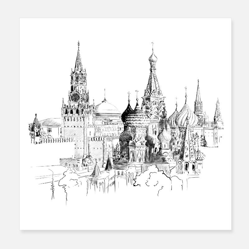 Moskau - Poster 20x20 cm - Weiß