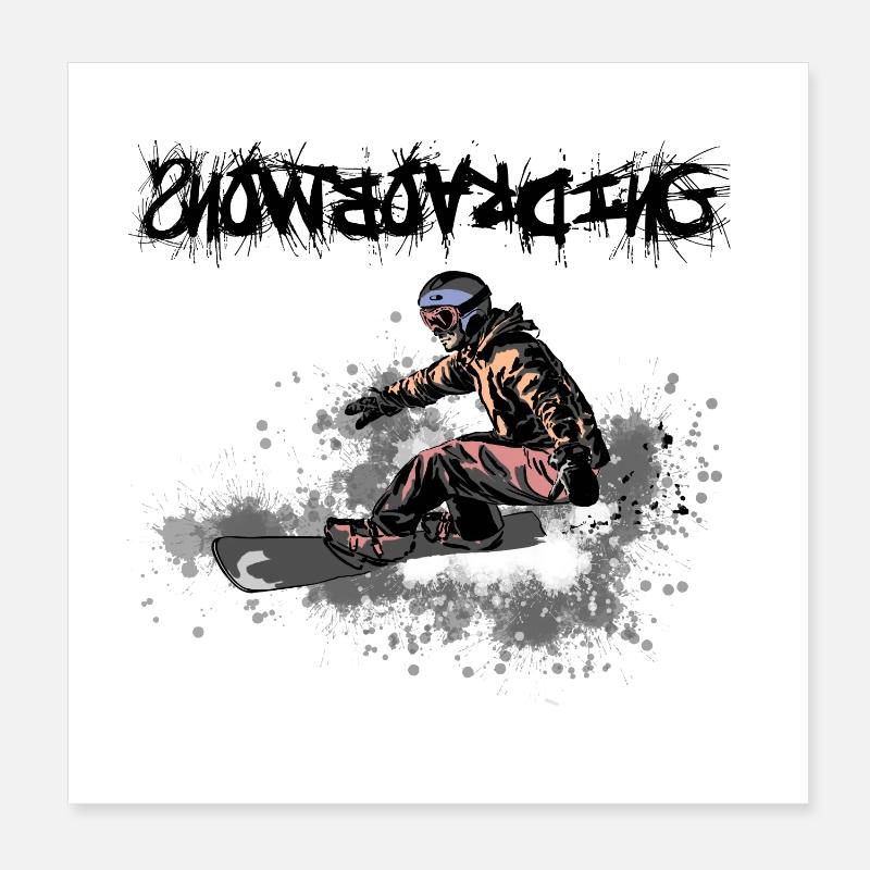 Snowboarding - Poster 20x20 cm - Weiß