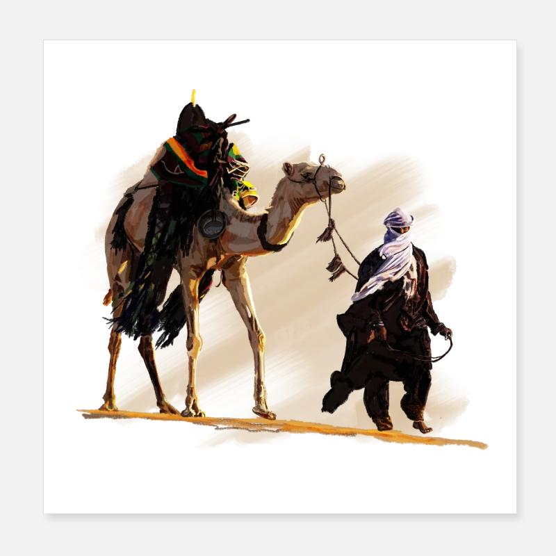 bedouin with camel Poster 20 x 20 cm