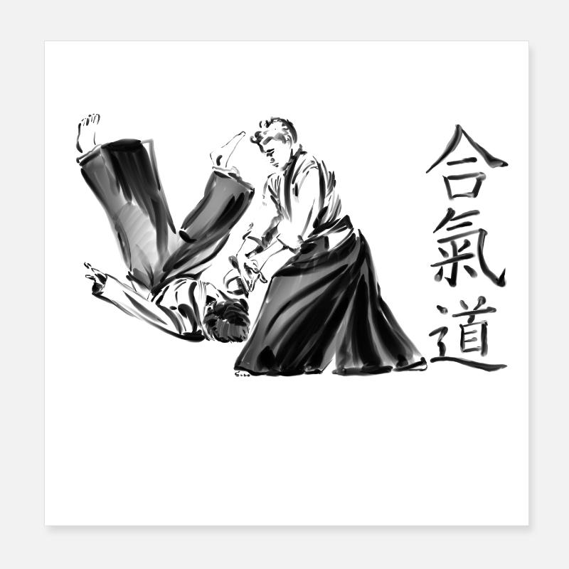 aikido - Poster 20x20 cm - Weiß