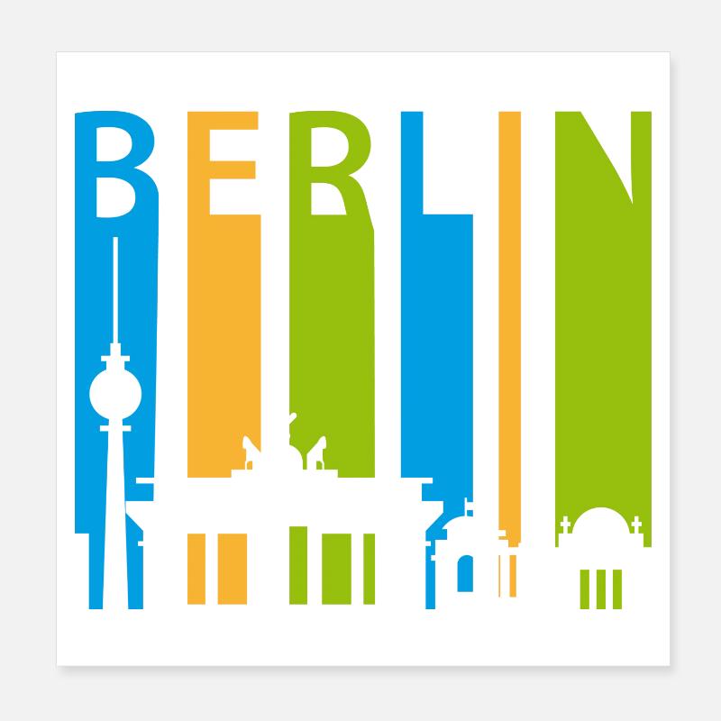 Berlin Schiftzug with silhouette Poster 8" x 8" (20x20 cm)