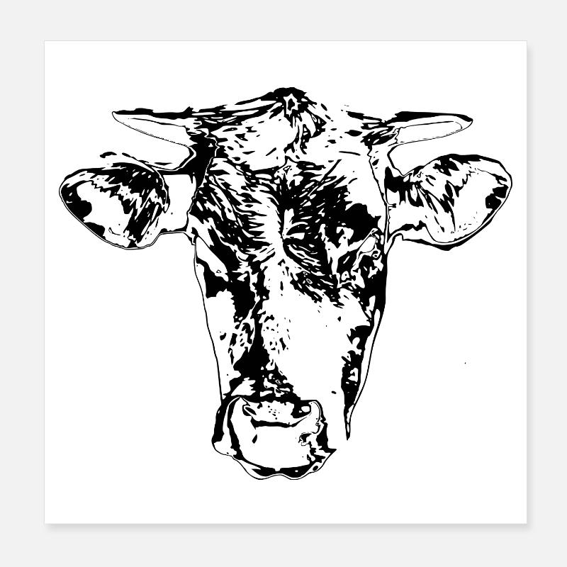 Kuh Kuhkopf Geschenk Bauern Poster 20x20 cm