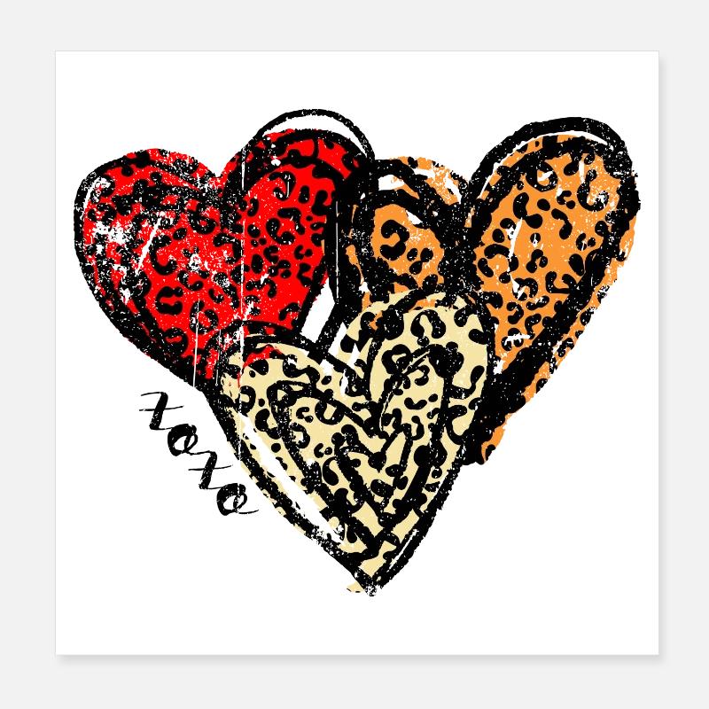 Trio Cœurs de Léopard Poster 20 x 20 cm