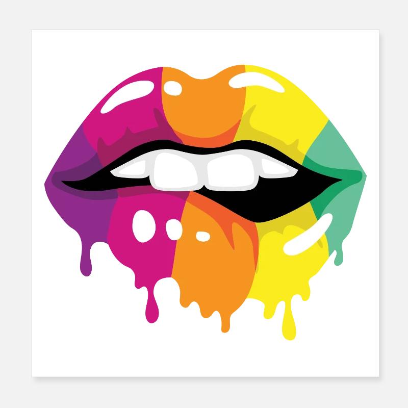 Coloured Lips Poster 8" x 8" (20x20 cm)