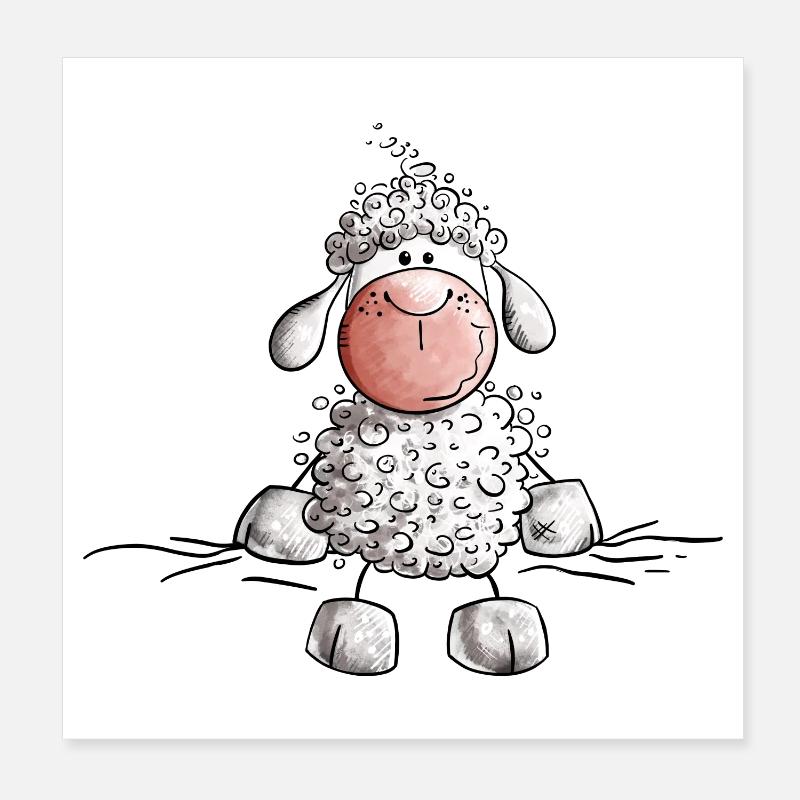 Petits moutons I Drôle de mouton Je m’amuse Poster 20 x 20 cm