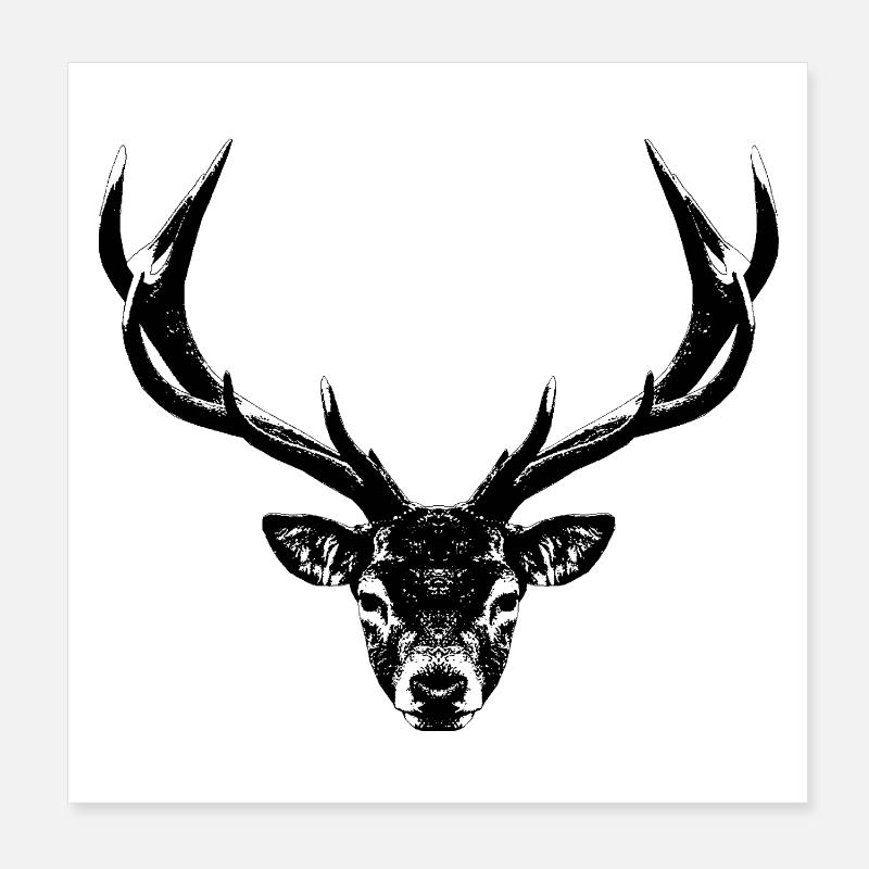 Deer head / antler bearer Poster 8" x 8" (20x20 cm)