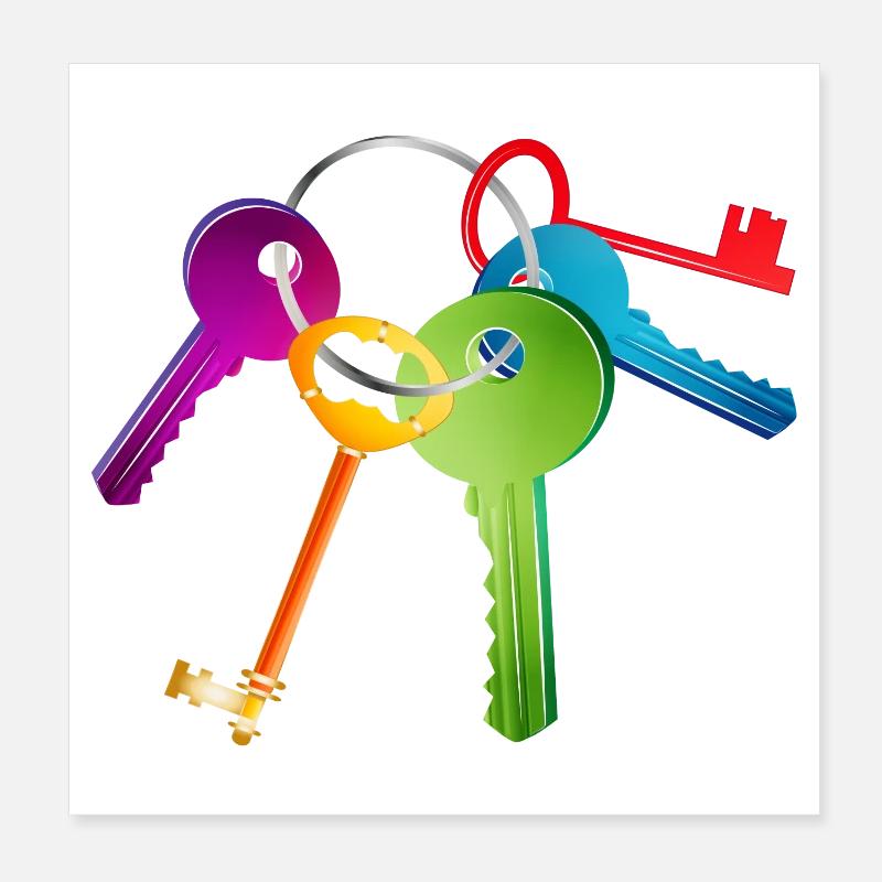 Brightly coloured keychain with key Poster 8" x 8" (20x20 cm)