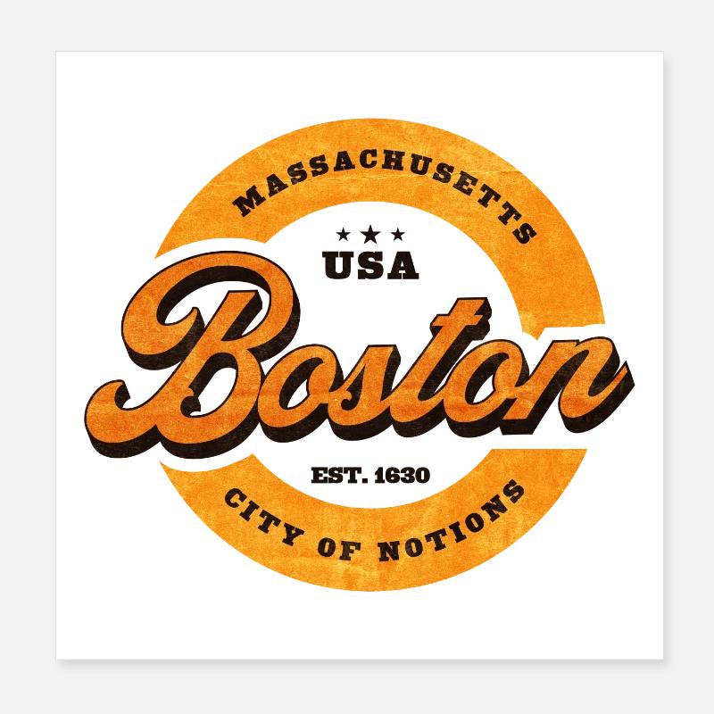 Boston Retro Circle Logo Print Poster 8" x 8" (20x20 cm)