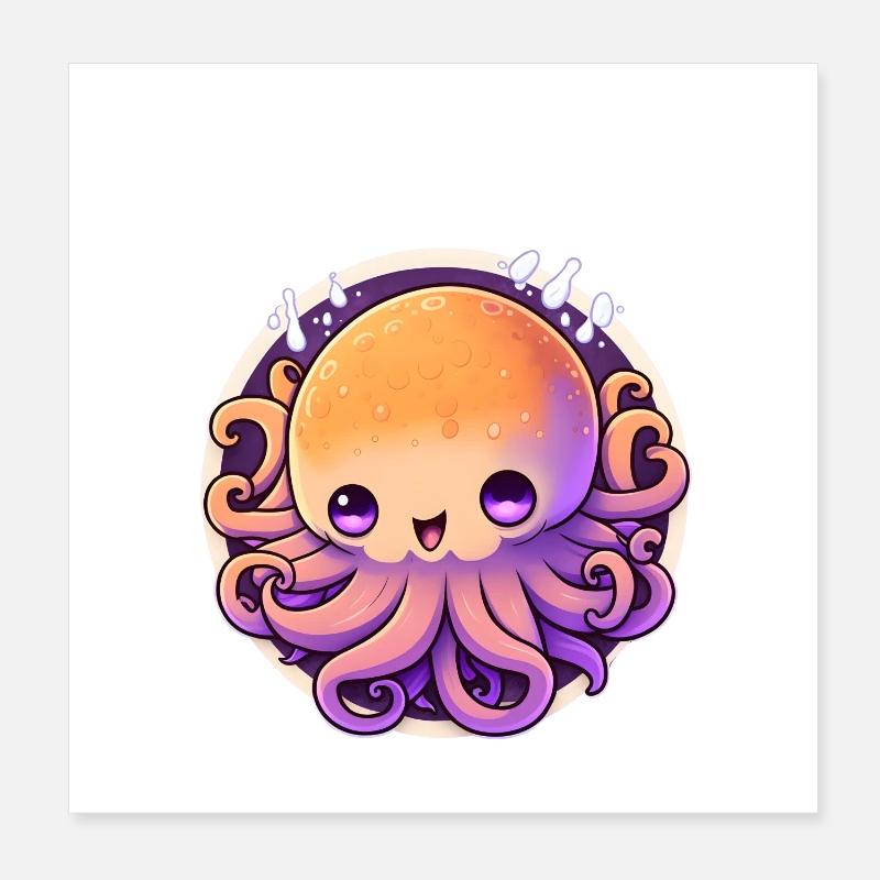 Psyche Regenbogen-Oktopus Poster 20x20 cm