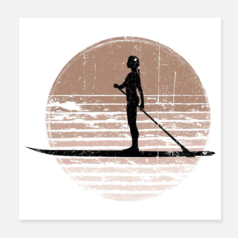 Sunset Paddleboard Silhouette Poster 20x20 cm